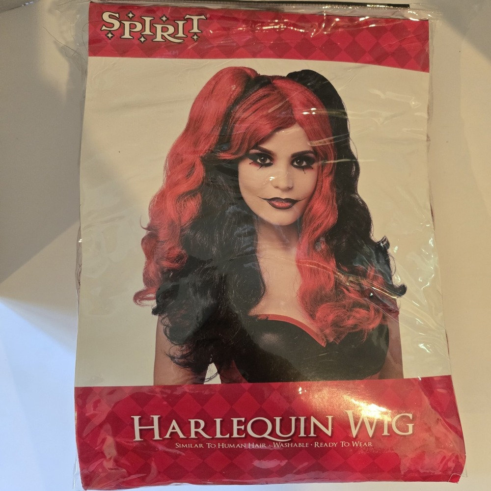 New Spirit‎ Harlequin Wig Red Black Halloween Costume